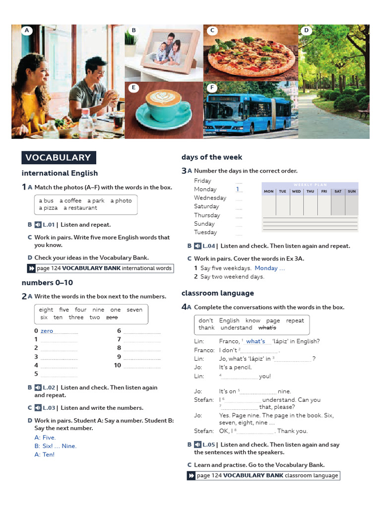 English Vocabulary and Listening Exercises | PDF