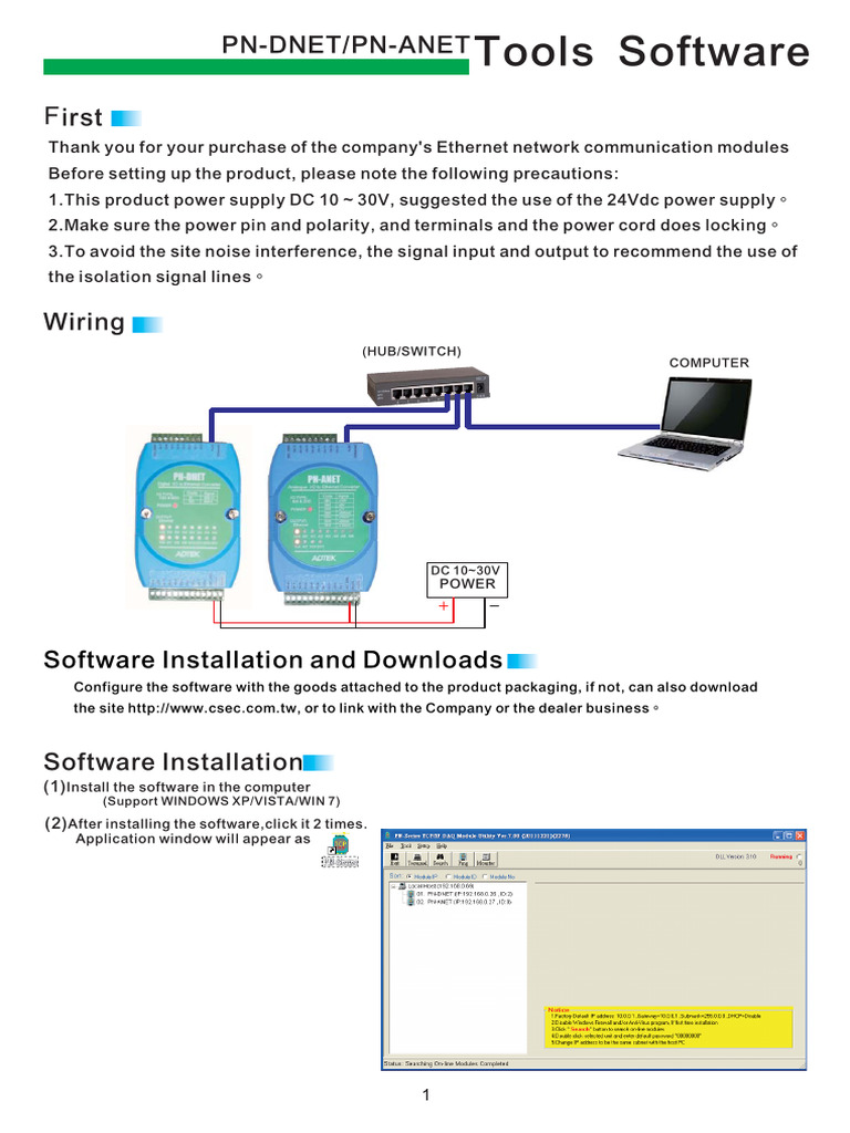 Ethernet Module Software Setup Guide | PDF | Ip Address | Computer Network