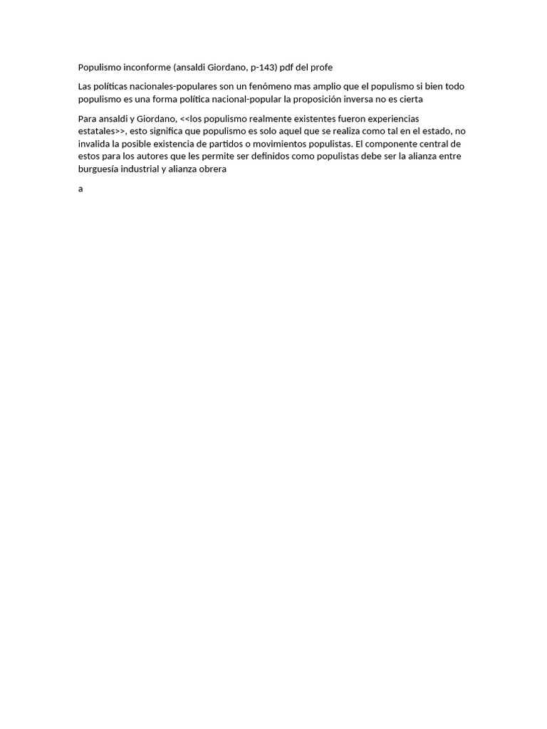 Análisis del Populismo y su Contexto | PDF