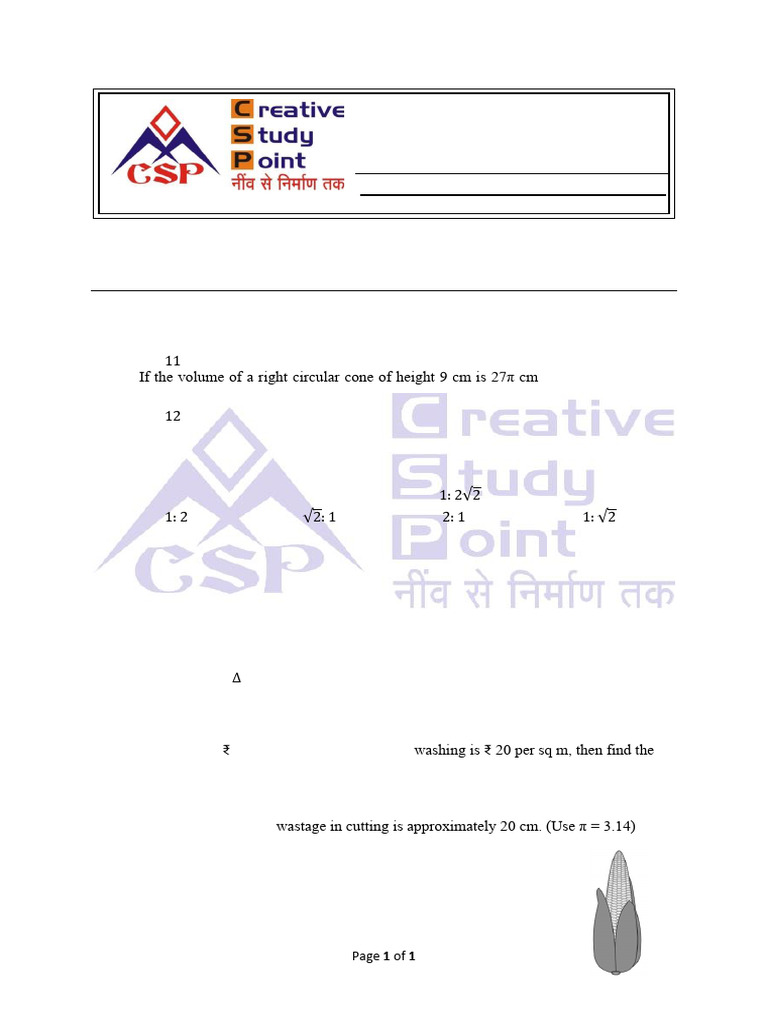 Class 9 Math: Surface Areas & Volumes | PDF | Area | Sphere