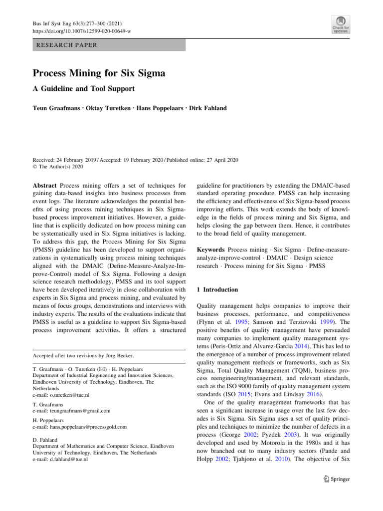 Process Mining Guidelines for Six Sigma | PDF | Six Sigma | Usability