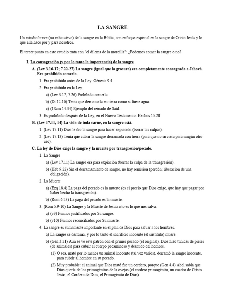 La Sangre y su Expiación en la Biblia | PDF | Pecado | Adán