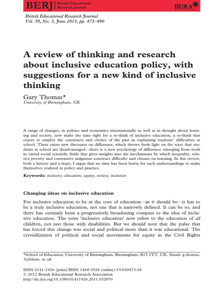 Rethinking Inclusive Education Policy | PDF | Social Capital | Economic ...