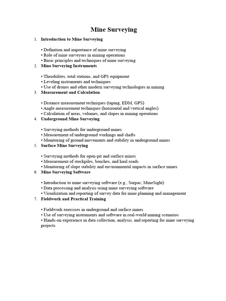 Mine Surveying Techniques and Software | PDF | Surveying | Mining