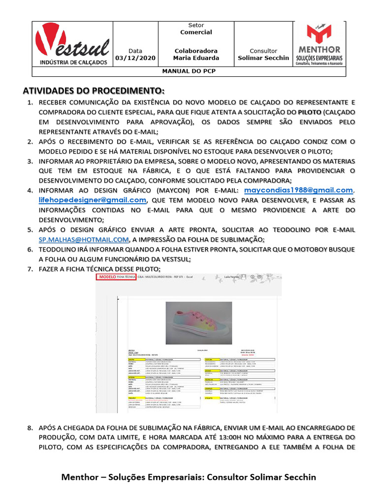Manual de Procedimentos do PCP | PDF