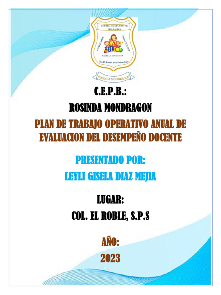 Plan Anual de Evaluación Docente 2023 | PDF | Evaluación | Maestros
