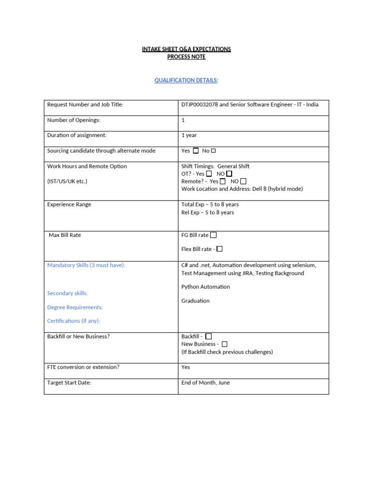 Intake - DTJP00032078 | PDF | Software Engineering | Computing