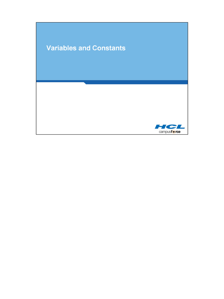 Variables and Constants | PDF | Integer (Computer Science) | Software ...