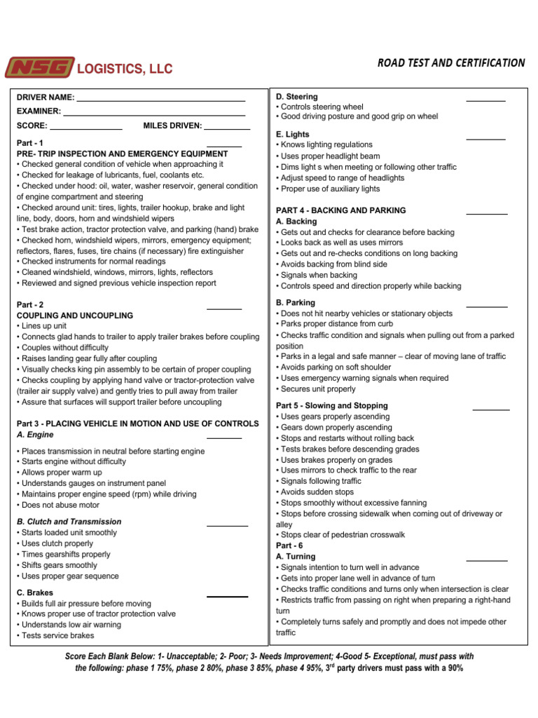 Entry Road Test Certification | PDF | Traffic | Headlamp