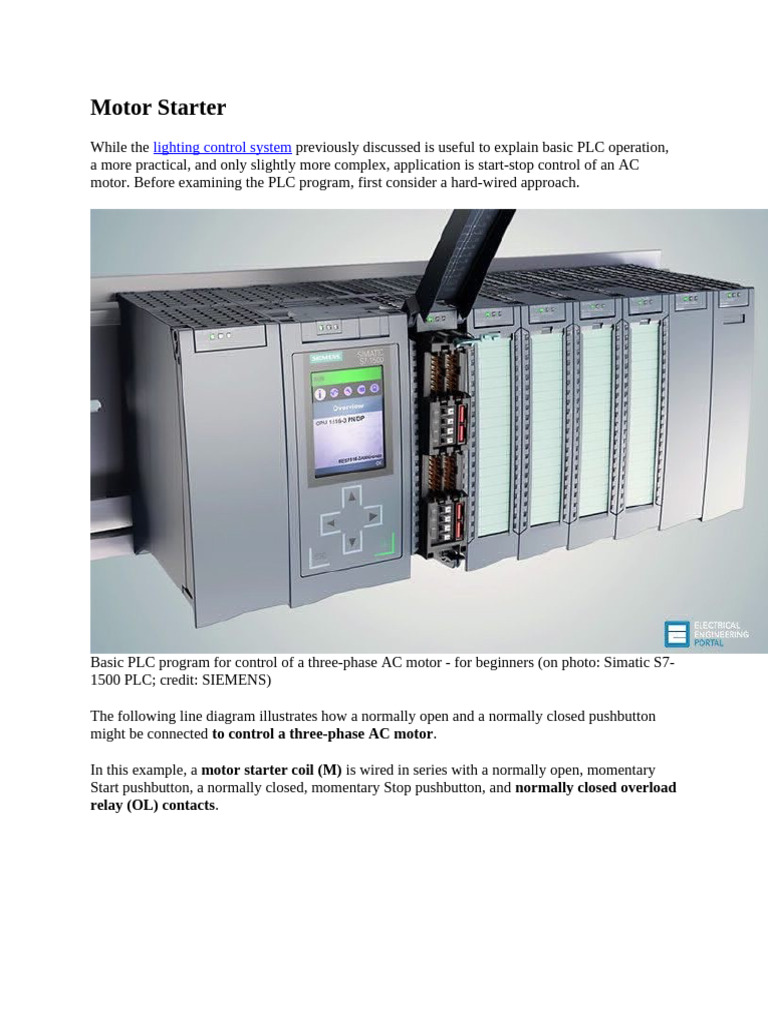 AC Motor Control with PLC Basics | PDF | Programmable Logic Controller ...