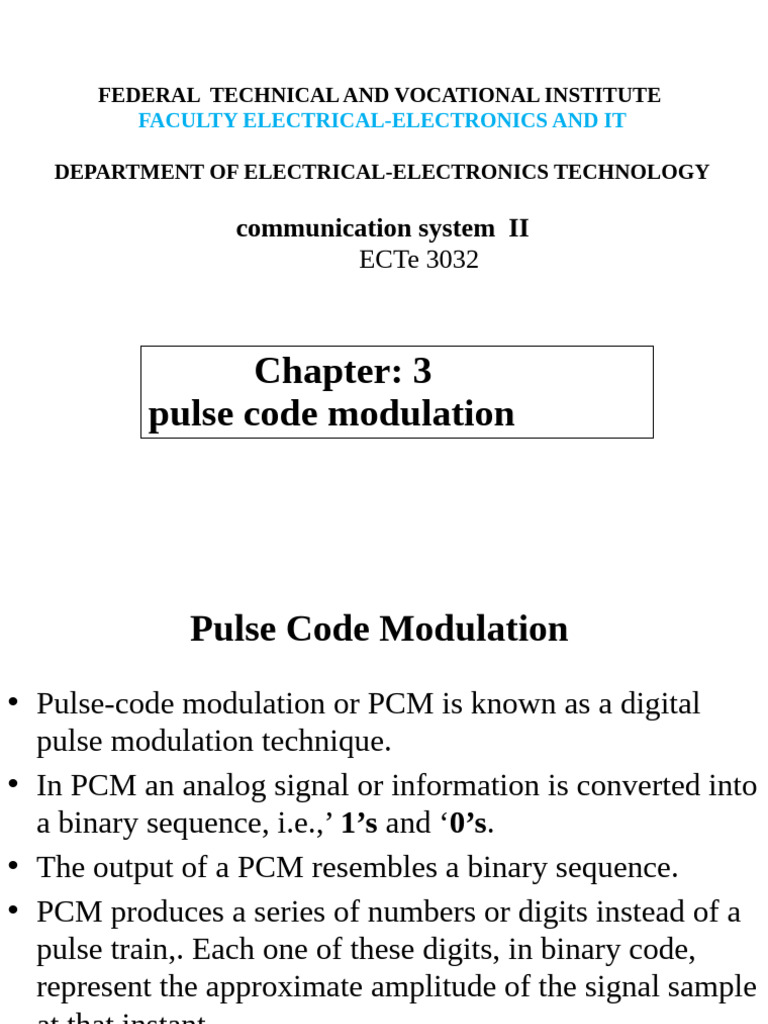 Pulse Code Mod CH 3 | PDF | Modulation | Sampling (Signal Processing)