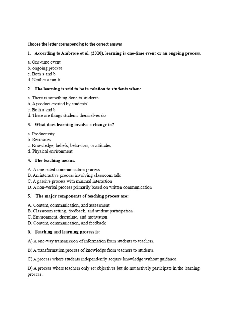 Pedagogical Short Course Training Question Bank | PDF | Educational ...
