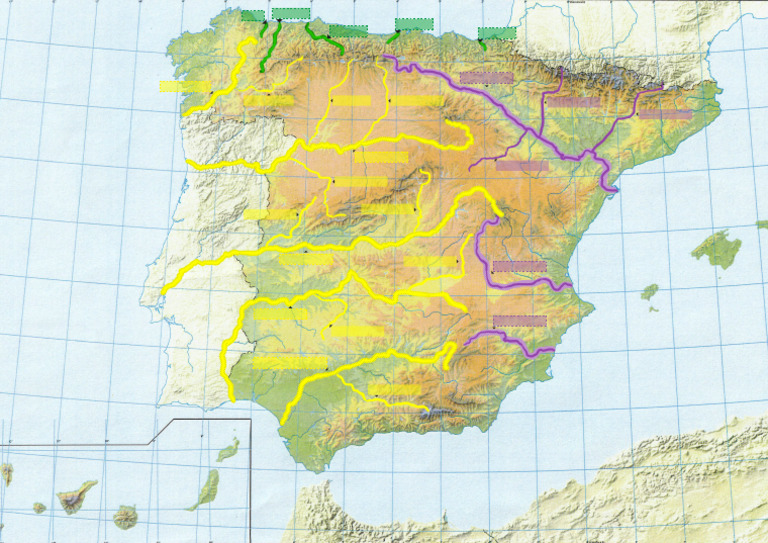 Mapa Físico España RÍOS Rellenable | PDF