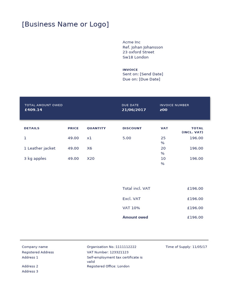 Zettle - Invoice Template 1 | PDF