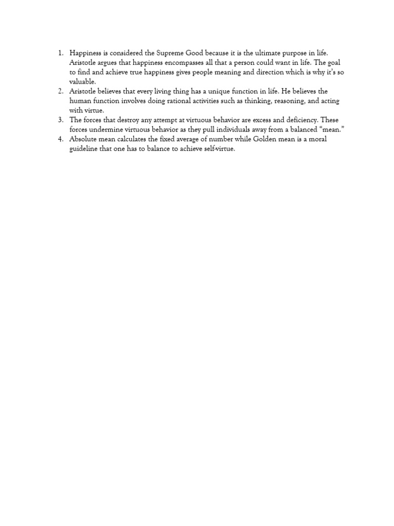 Aristotle's Philosophy on Happiness and Virtue | PDF