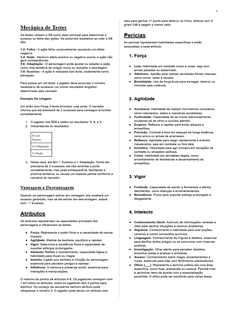 Mecânica de Testes e Atributos RPG | PDF | Jogos de RPG