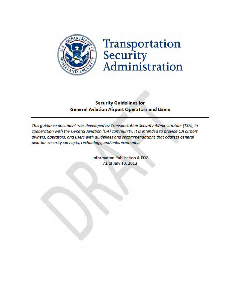 TSA Security Guidelines for GA Airports | PDF | Transportation Security ...
