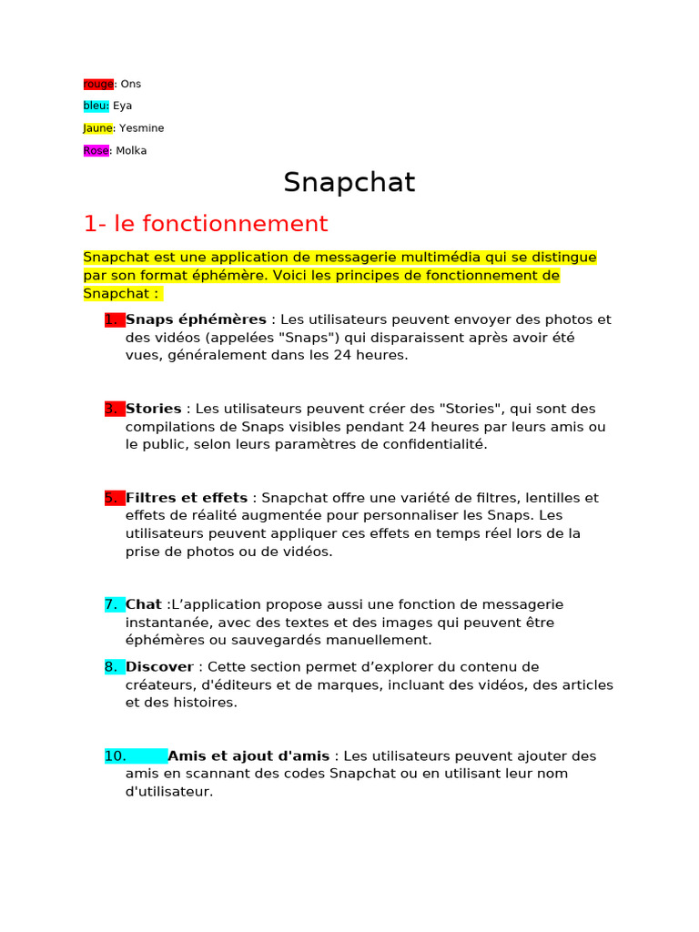 Fonctionnement et confidentialité de Snapchat | PDF | Snapchat ...