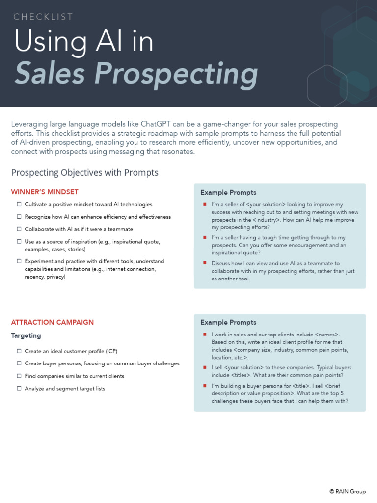 AI in Sales Prospecting Checklist | PDF | Sales | Artificial Intelligence