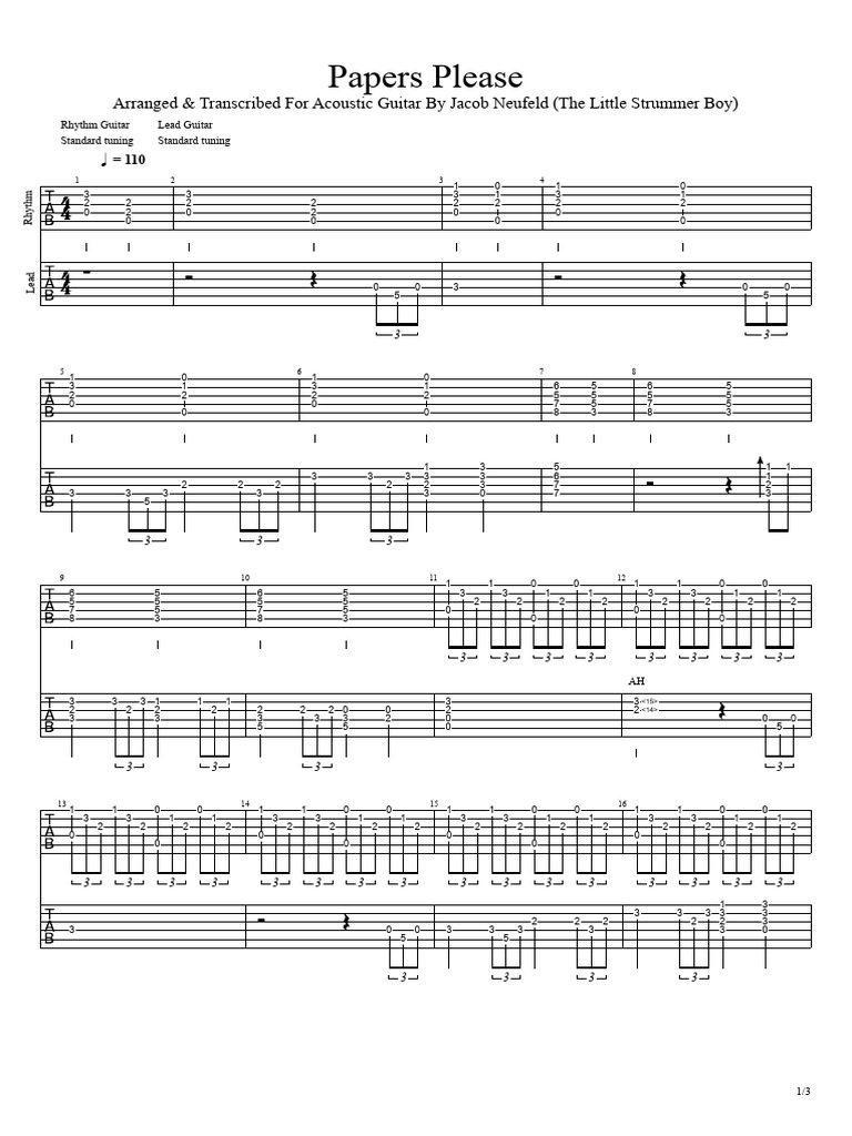 Papers Please Guitar Tabs | PDF | Irish Musical Instruments | String ...