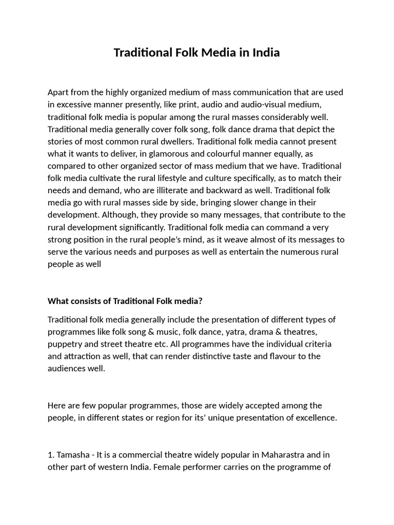 What Is The Importance Of Traditional Folk Media In Development Communication
