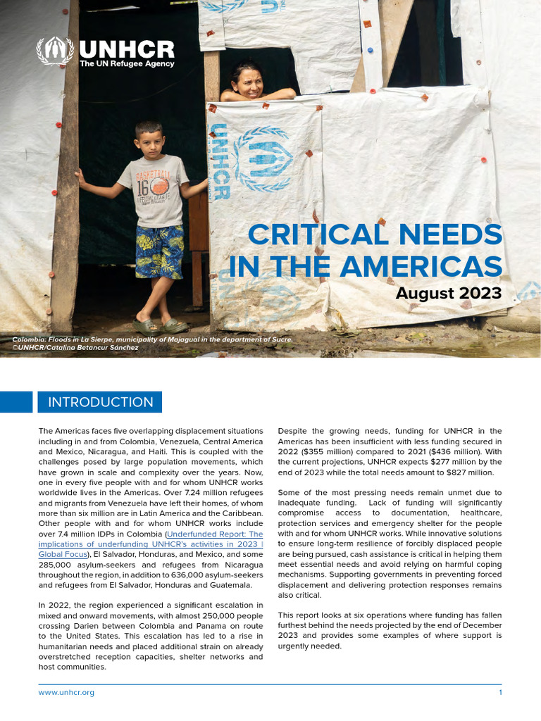 Urgent Funding Needs for Displaced in Americas | PDF | Refugee | United ...