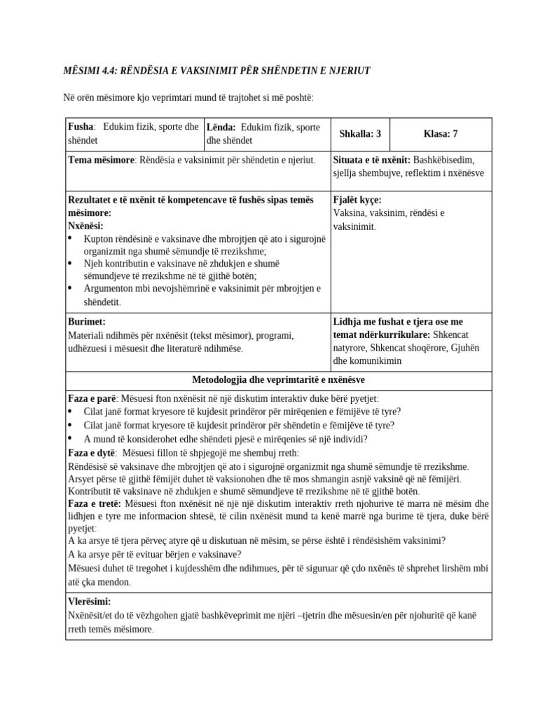 4.4. Rëndësia e Vaksinimit Për Shëndetin e Njeriut | PDF