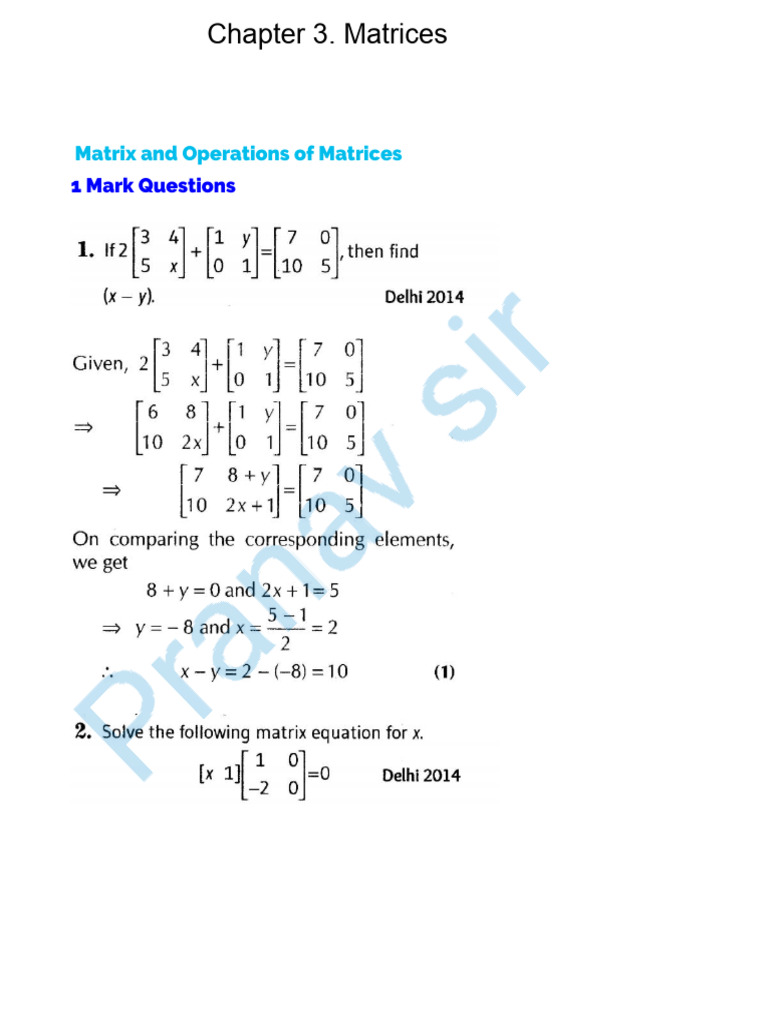Matrix Operations and Exam Questions | PDF
