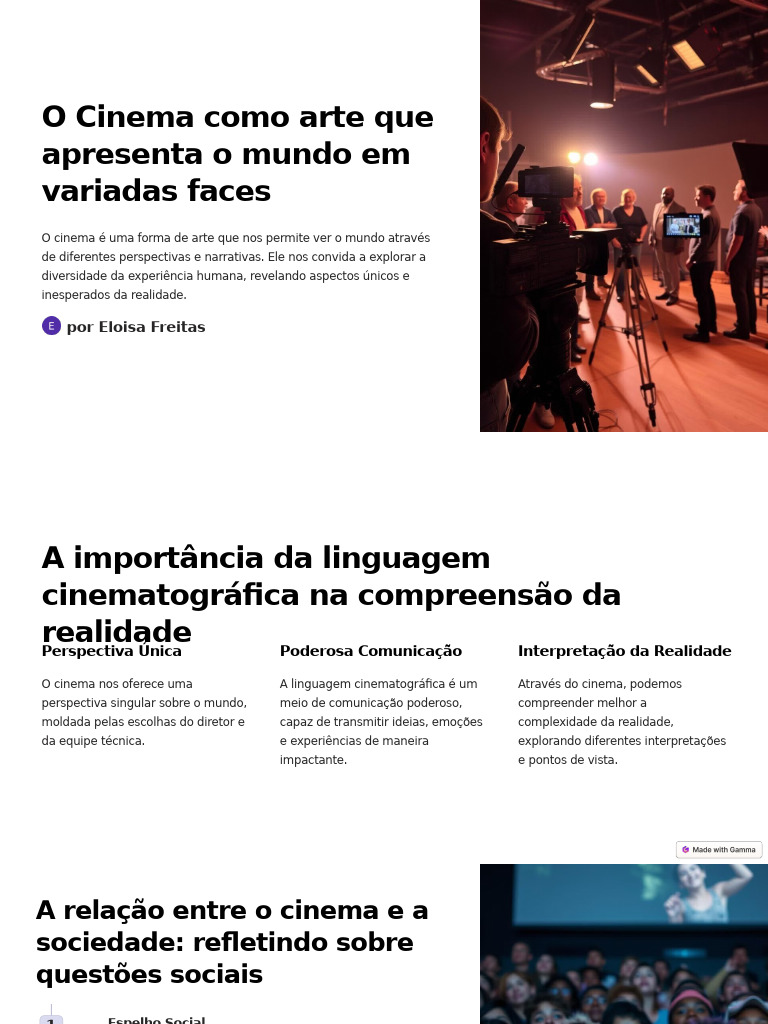 O Cinema Como Arte Que Apresenta o Mundo em Variadas Faces | PDF ...