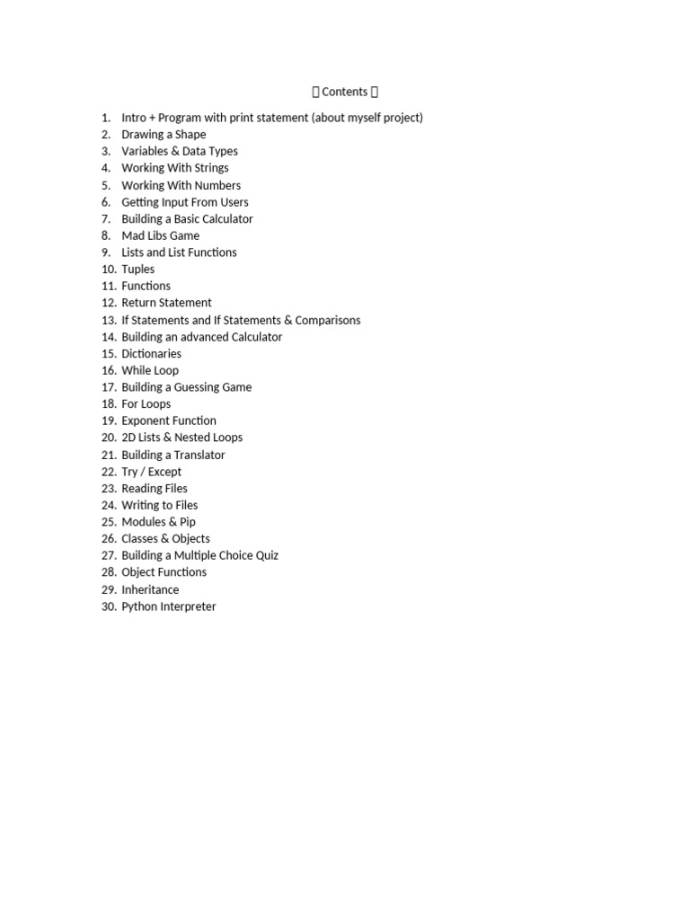 Contents For Python Programming | PDF