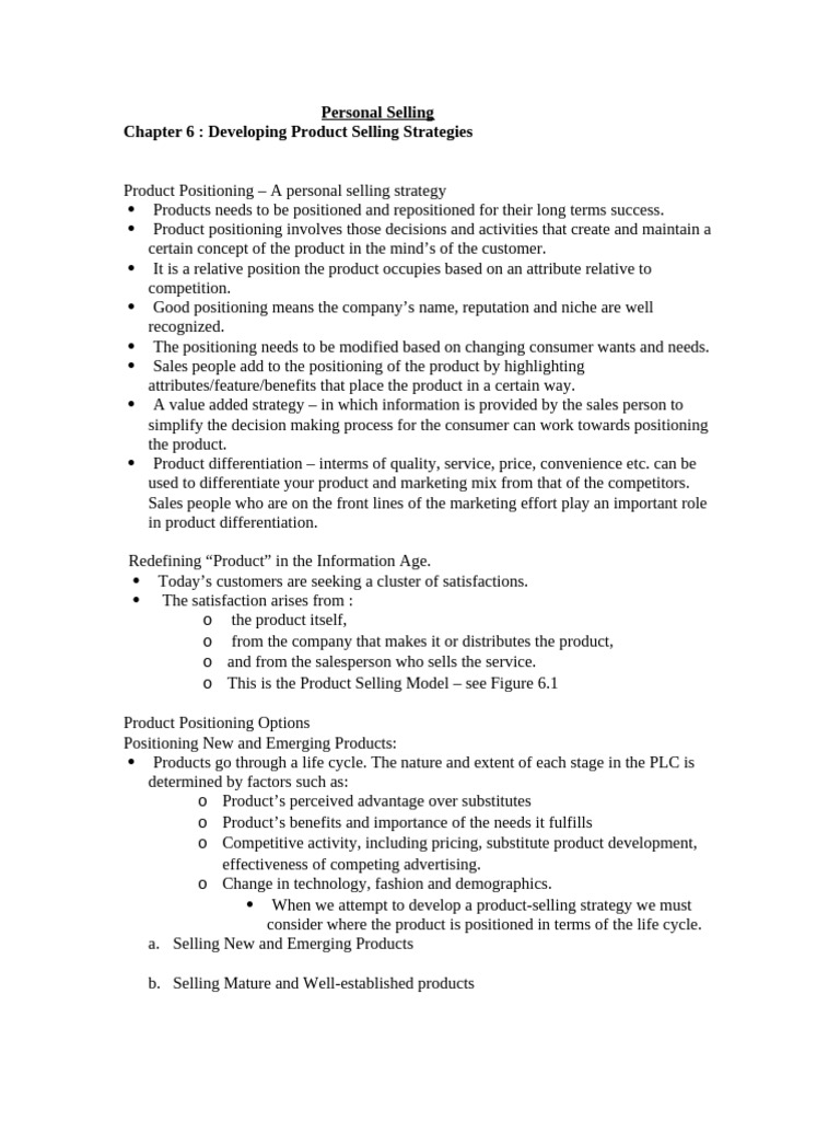 Sales Chapter 6 Lecture | PDF
