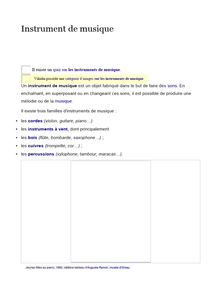Les familles d'instruments de musique | PDF | Instruments à corde ...