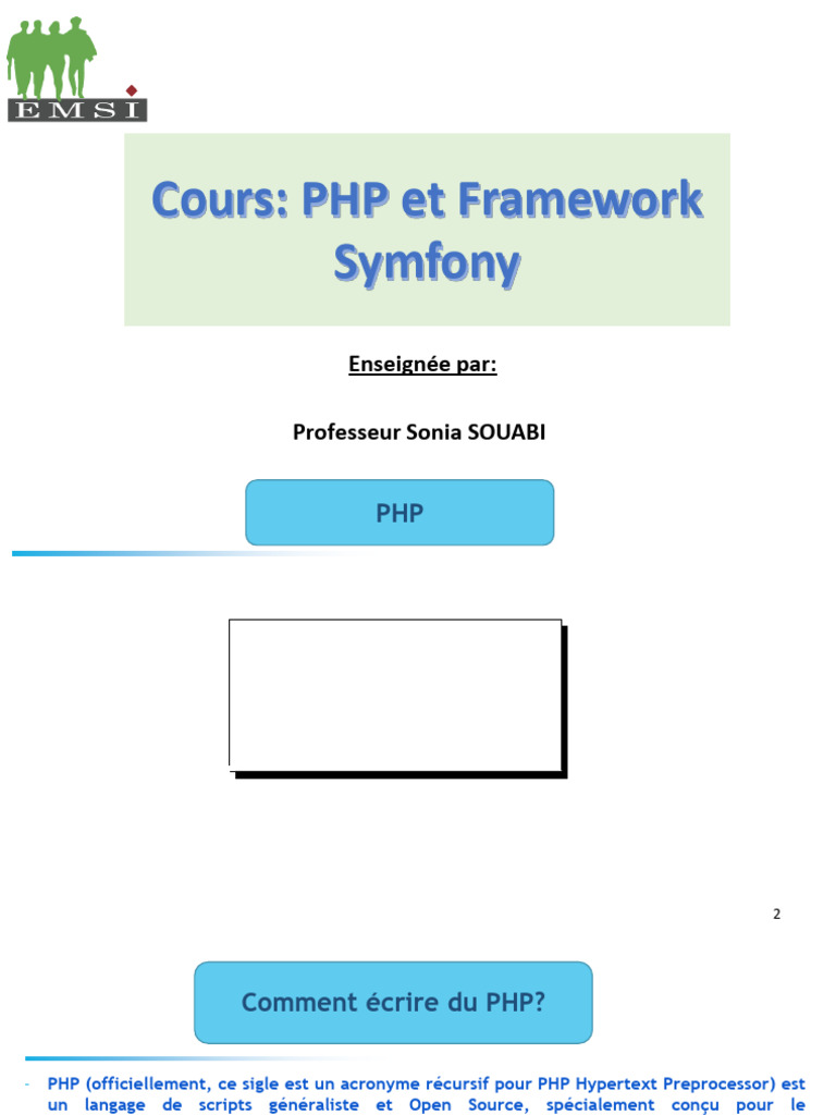Introduction au PHP et Framework Symfony | PDF | Classe (informatique ...