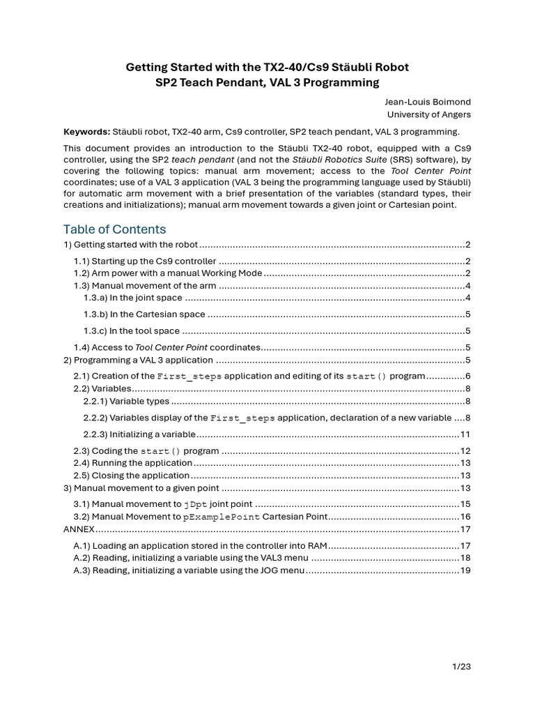 Introduction to TX2-40 Robot Operation | PDF | Boolean Data Type ...