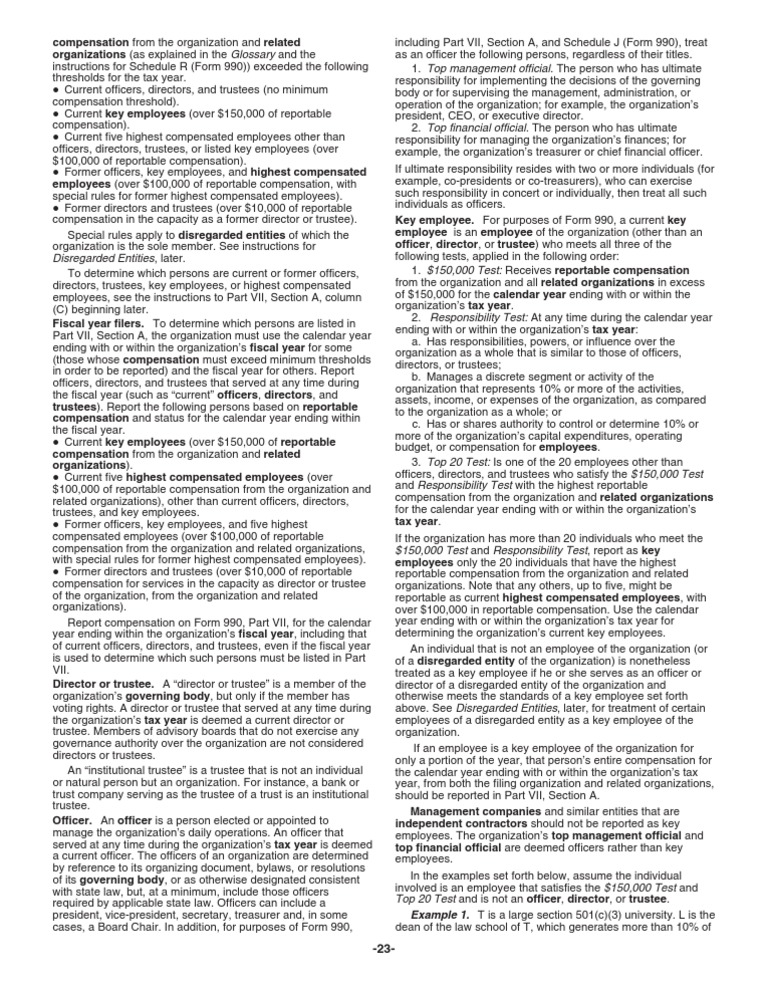 Key Employee Definition PDF Trustee Irs Tax Forms