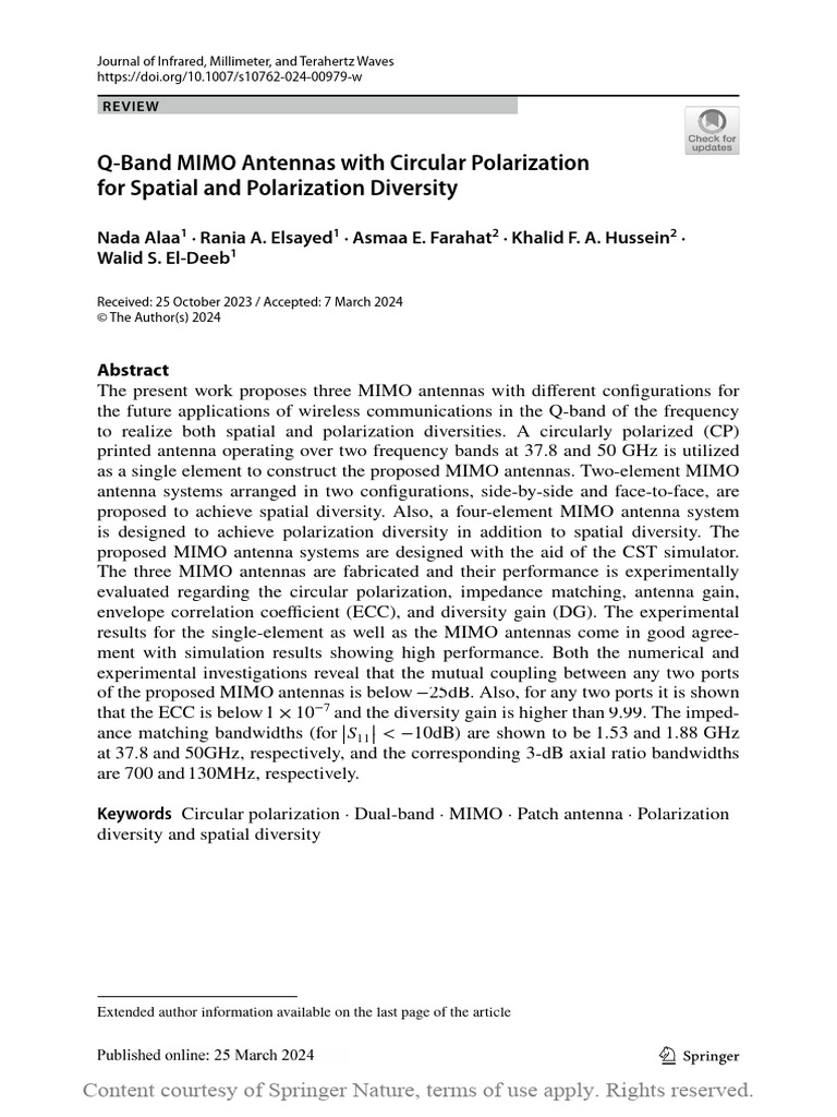 Q-Band MIMO Antennas With Circular Polarization Fo | PDF | Antenna ...