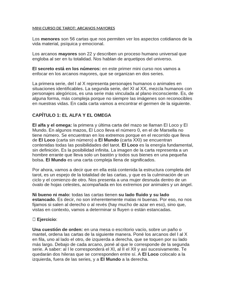 MINI CURSO DE TAROT | PDF | Tarot | Arcanos Mayores
