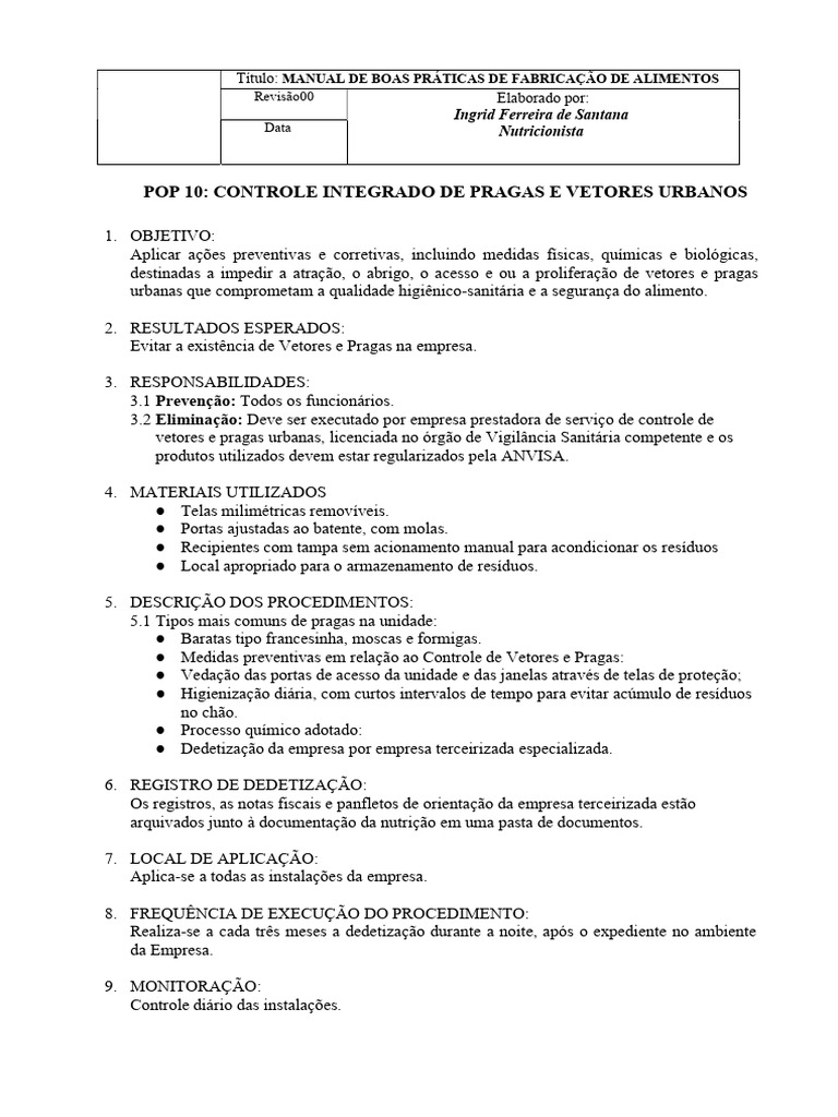 Pop 10 Controle Integrado de Pragas e Vetores Urbanos | PDF | Desperdício