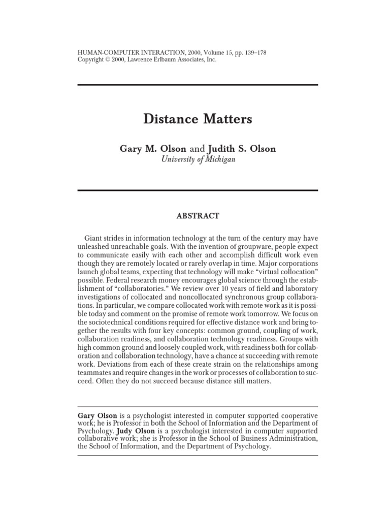 Distance Matters | PDF | Videotelephony | Information