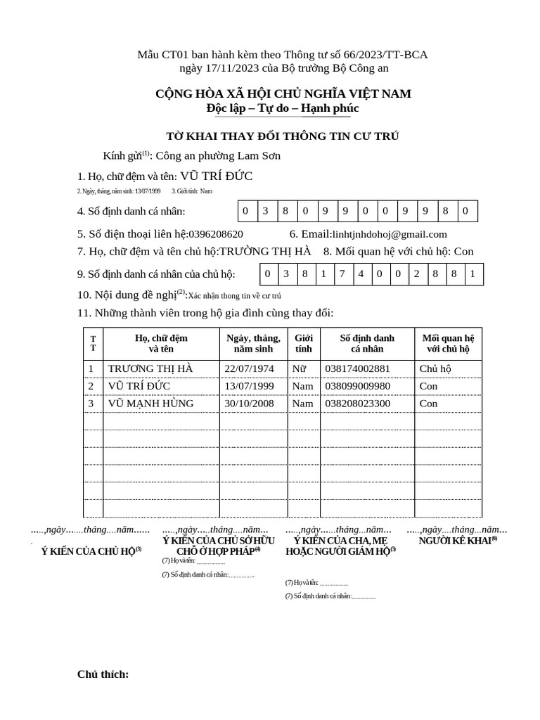 Mẫu CT01 - 66 | PDF