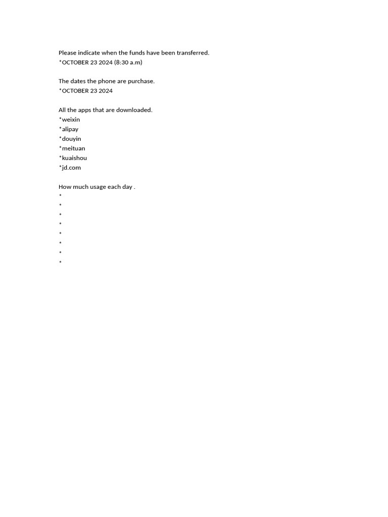 Fund Transfer and App Usage Details | PDF
