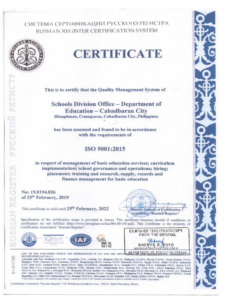 ISO Certificate | PDF