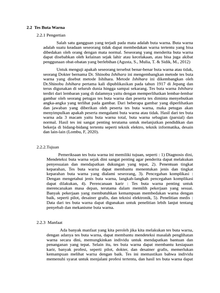 Tes Buta Warna: Metode dan Manfaat | PDF