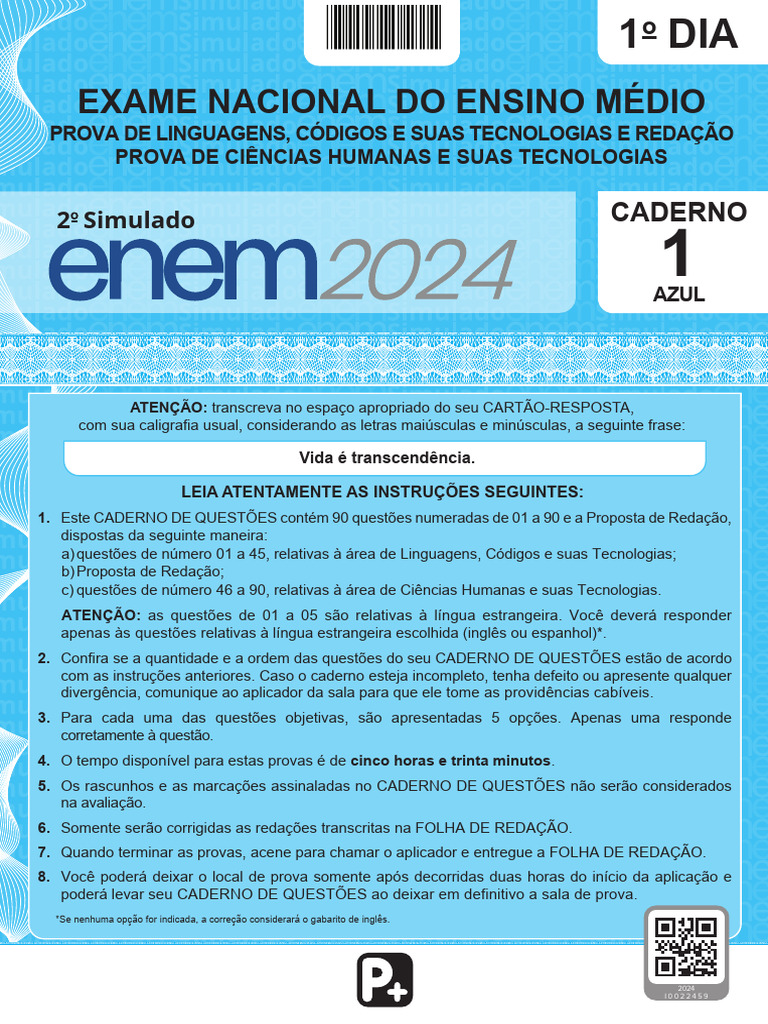 Simulado ENEM 2024: Prova e Instruções | PDF