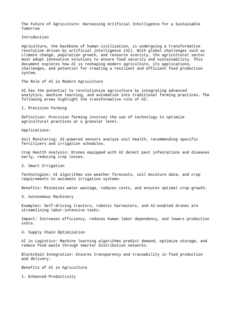 AI Innovations in Sustainable Agriculture | PDF | Agriculture ...