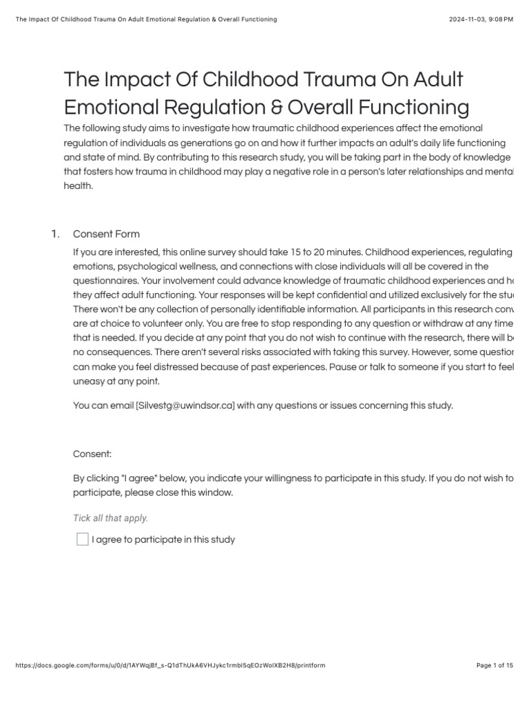 The Impact of Childhood Trauma On Adult Emotional Regulation & Overall ...
