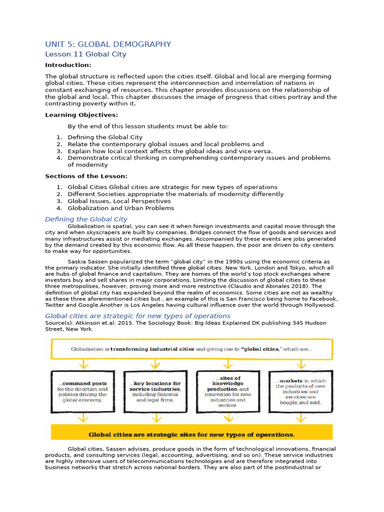 Global City of Lesson 11 | PDF | Economies