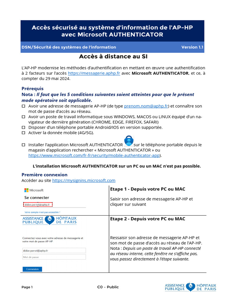 Accès sécurisé à la messagerie AP-HP | PDF | Microsoft | Mot de passe