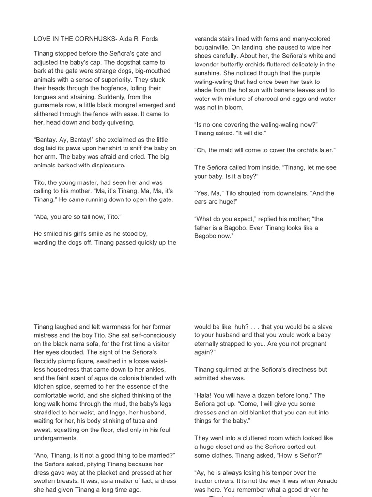 Love in The Cornhusks PDF