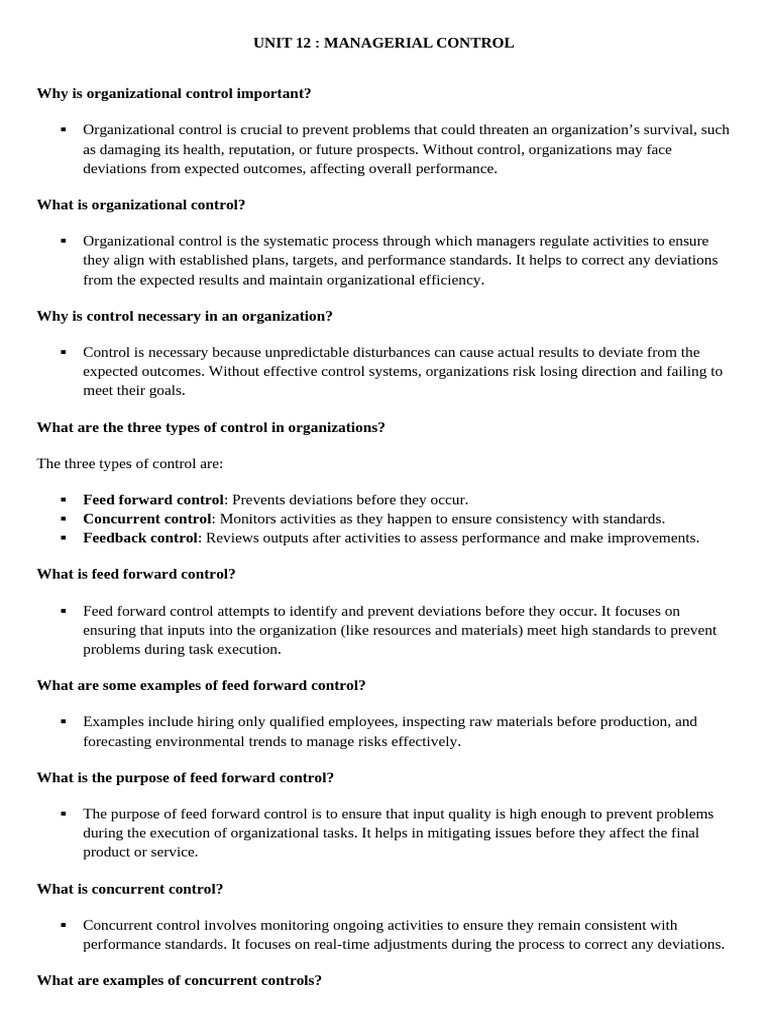 UNIT 12 STUDY NOTES | PDF | Goal | Feedback